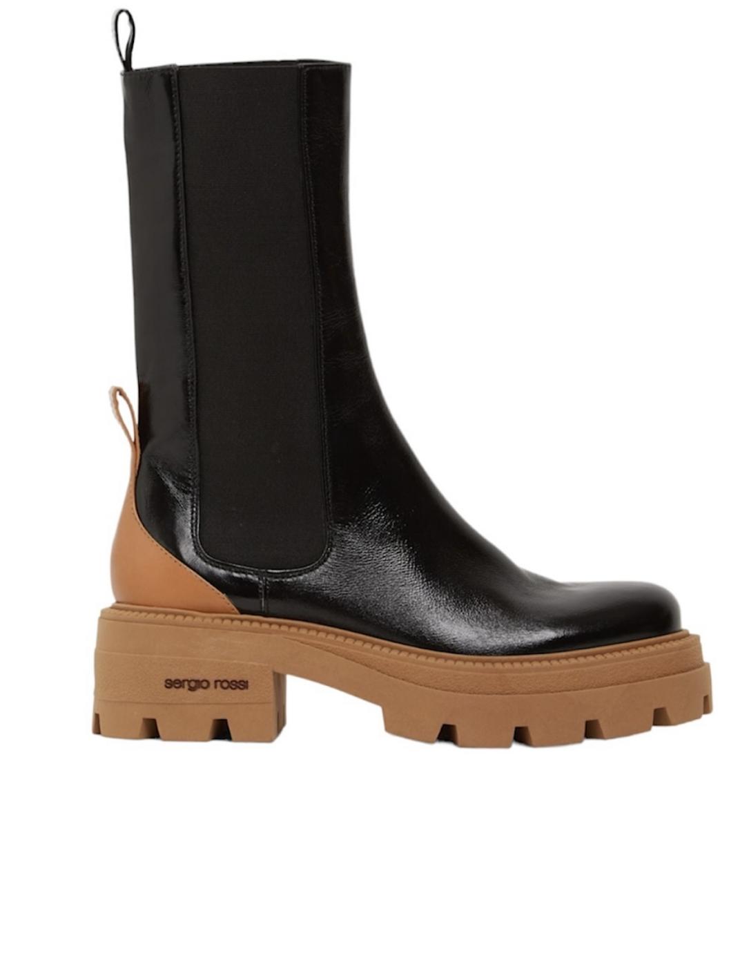 Bota negra elásticos para mujer