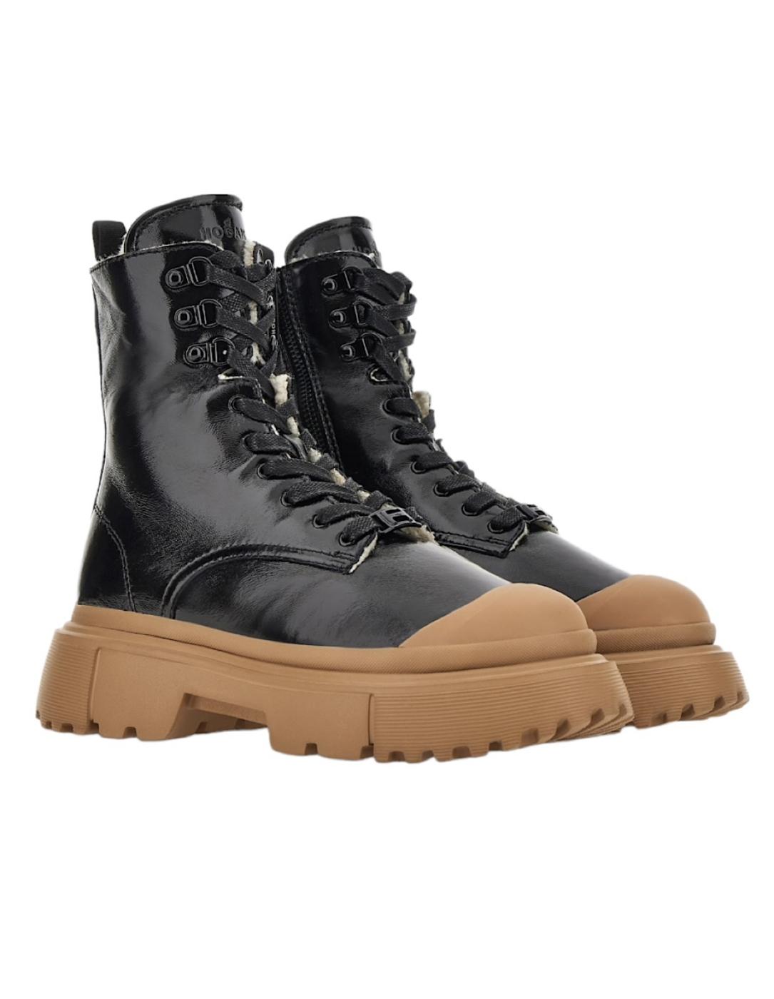 Bota H619 negro con cordones para mujer